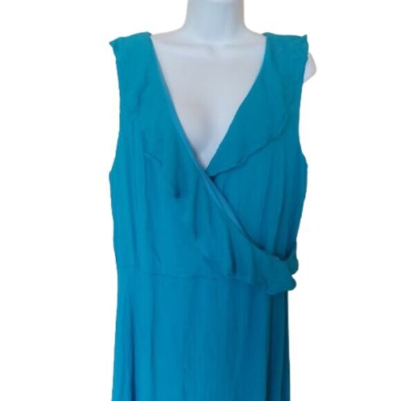 Long Bright Blue Sleeveless Dress Size 18 - 20 New NWT - Picture 5 of 7